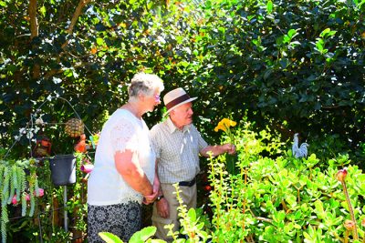 couple enjoying their garden